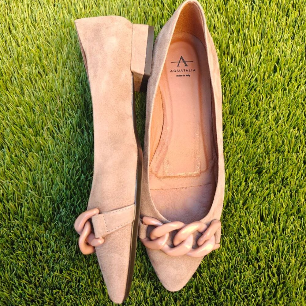 NEW Aquatalia Palina Weatherproof Ballerina Flat Leather Suede - Picture 5 of 7